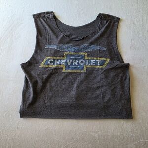Chevrolet Brown Sleeveless Crop Top Up-cycled Size L